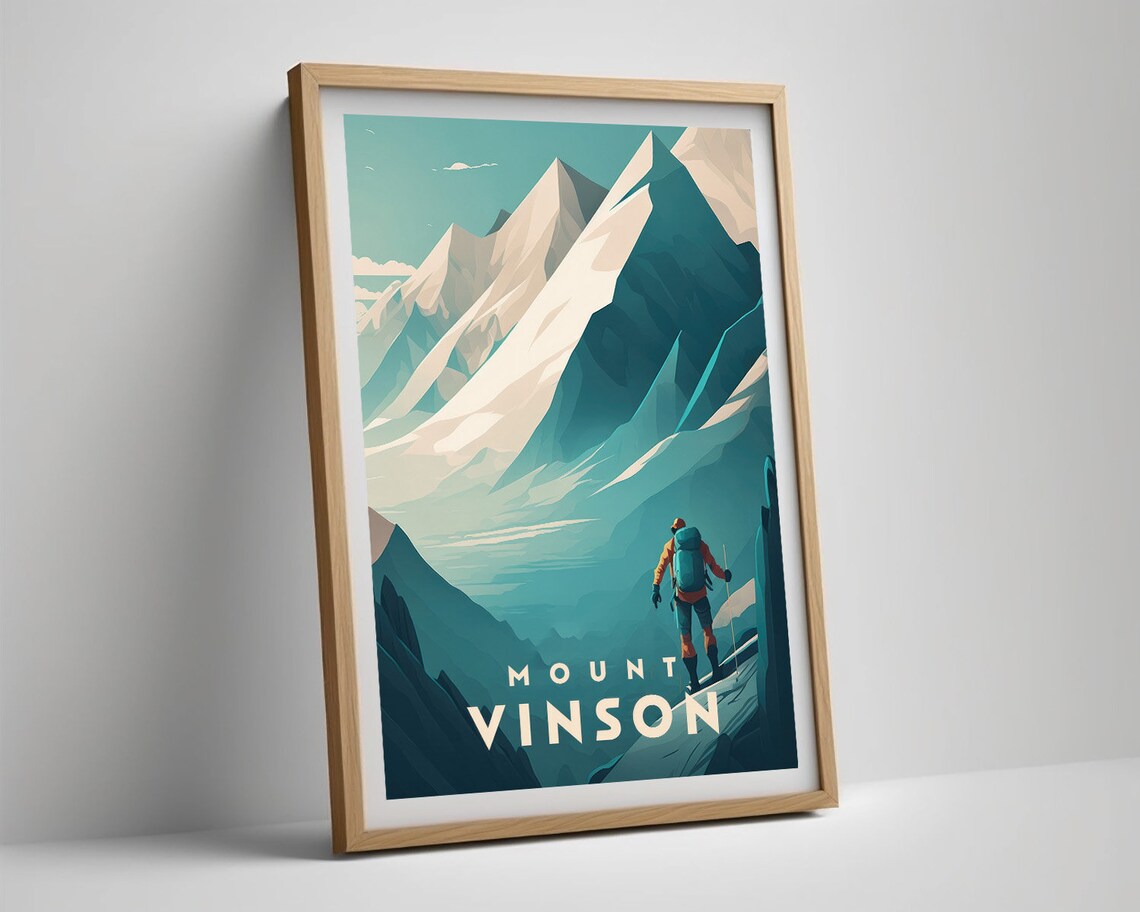 Mount Vinson Antarctica Climber Snow Peaks Vintage Travel Poster - Image 5