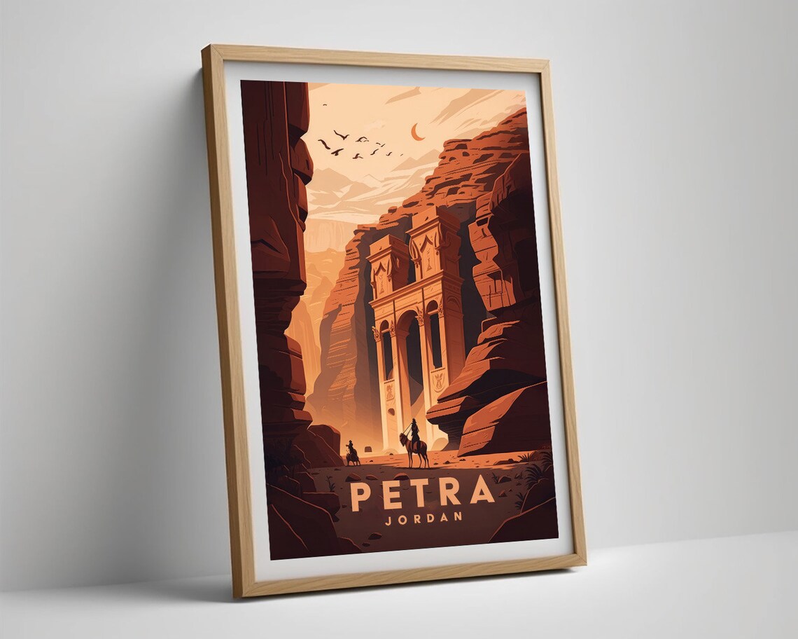 Petra UNESCO Travel Poster, Minimal Wall Art Print - Image 2
