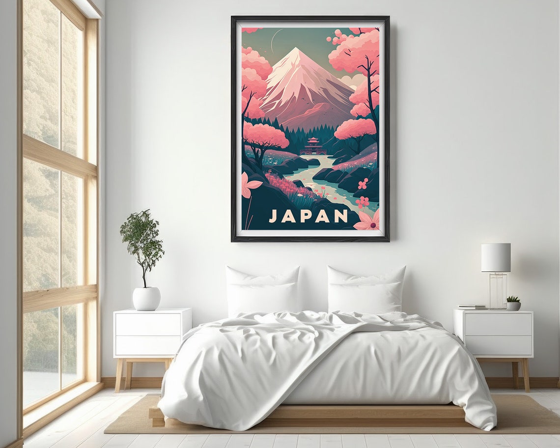 Mount Fuji Japan Travel Poster Japan Wall Art Print Mt Fuji Japan Painting Mt Fuji Japan Illustration Japan Watercolor Home Decor - Image 2