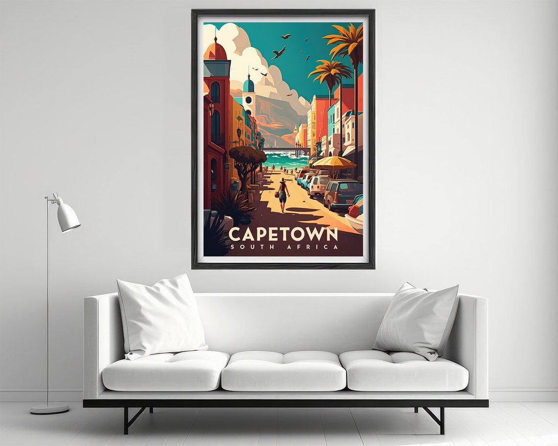 Capetown South Africa Travel Poster Capetown South Africa Wall Art Print Capetown Painting Illustration Capetown Watercolor Decor - Image 2