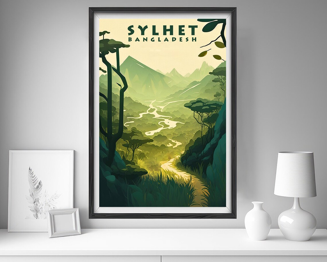 Sylhet Bangladesh Green Valley River Hills Lush Nature Travel Poster - Image 4