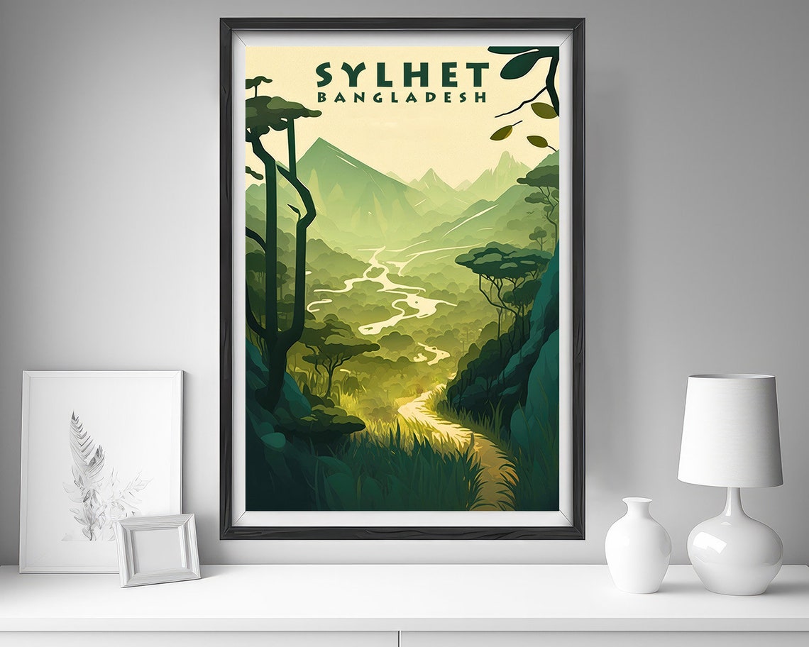 Sylhet Bangladesh Travel Poster Sylhet Bangladesh Wall Art Print Bangladesh Painting Illustration India Sylhet Sylhet Home Decor - Image 4