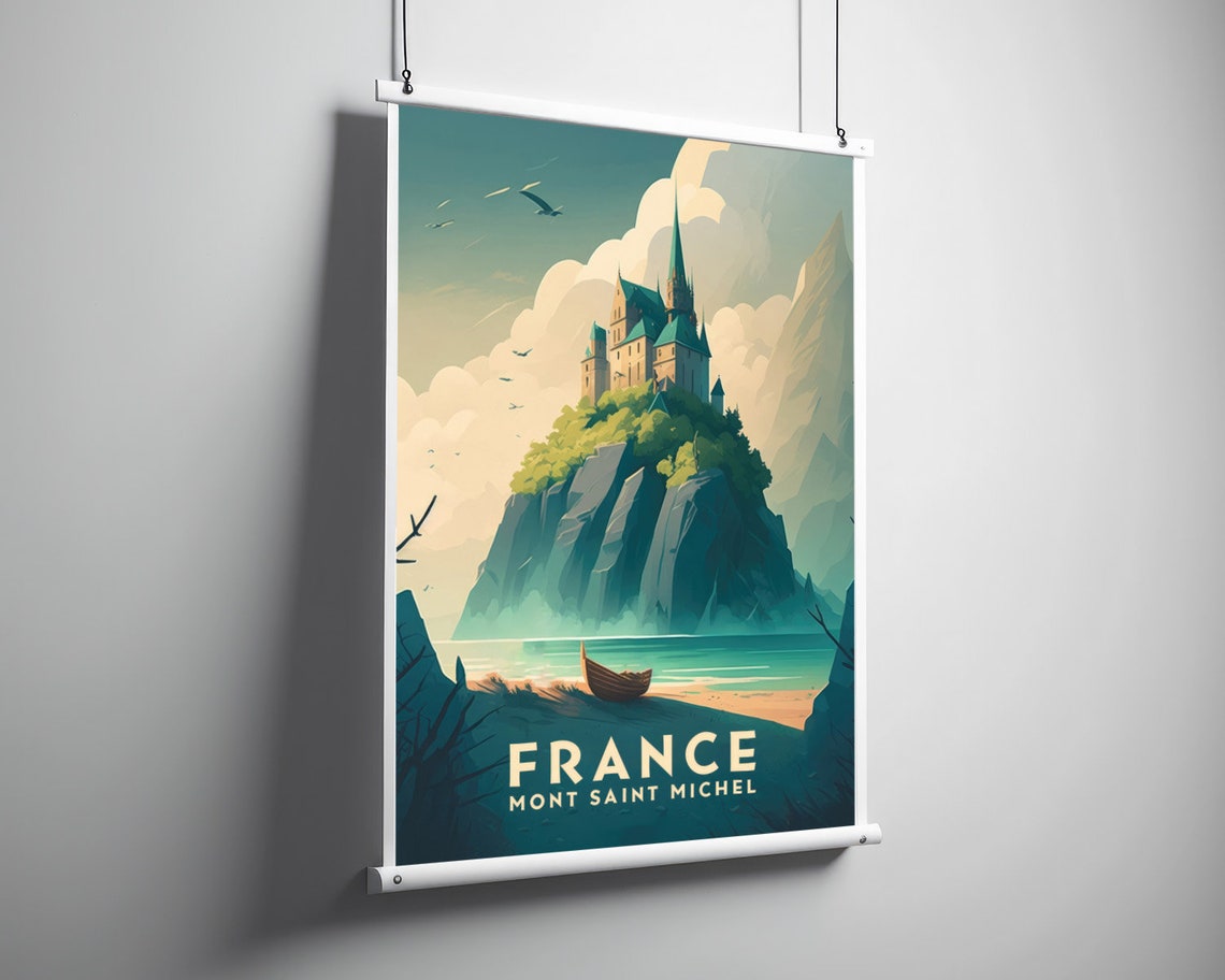 France Mont Saint Michel Travel Poster France Wall Art Print France Painting France Illustration Art France Watercolor Home Decor - Image 3
