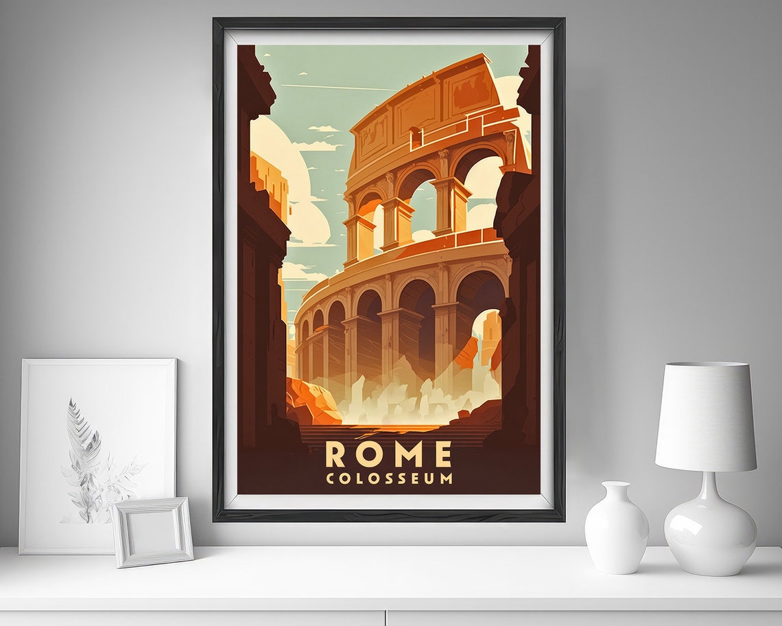 Rome Colosseum Travel Poster Rome Colosseum Wall Art Print Rome Colosseum Painting Rome Colosseum Illustration Rome Watercolor Art - Image 5