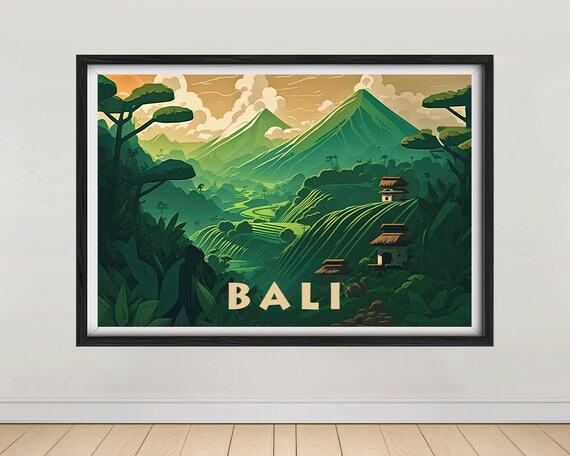 Bali Ubud Travel Poster Bali Ubud Wall Art Print Rice Fields Bali Ubud Painting Bali Illustration Bali Ubud Bali Ubud Home Decor