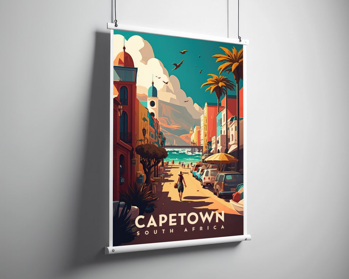 Capetown South Africa Travel Poster Capetown South Africa Wall Art Print Capetown Painting Illustration Capetown Watercolor Decor - Image 3