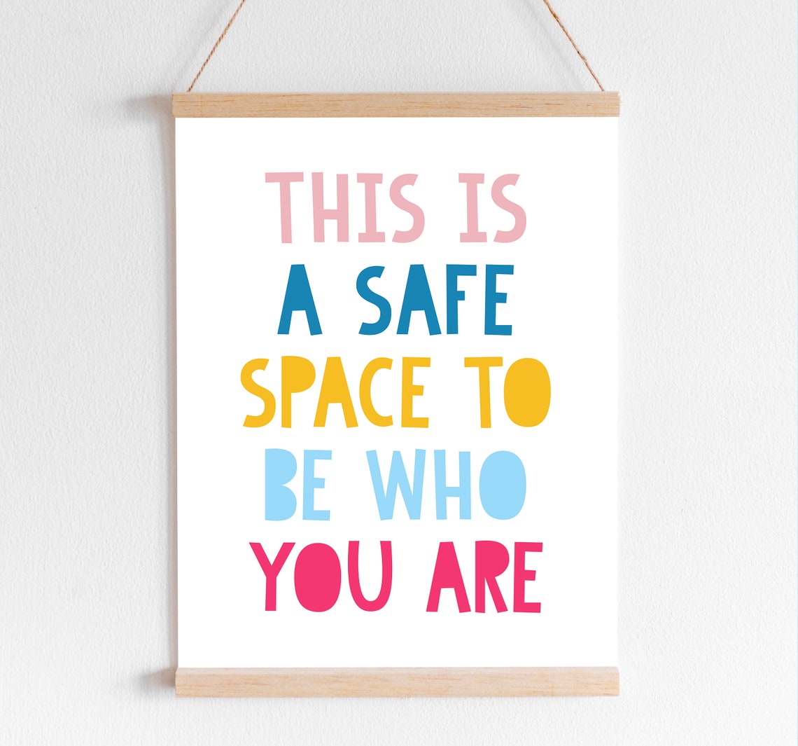 This Is a Safe Space To Be Who You Are Colorful Classroom Quote Poster - Image 3