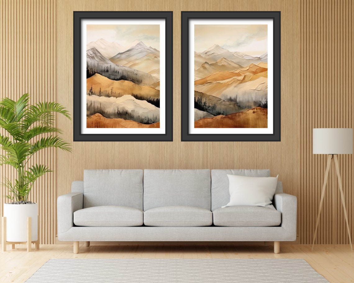 Mountain Panorama Natural Colors Landscape With Mountains Mountain Range Acrylic Colors Harmonious Landscape - Image 5