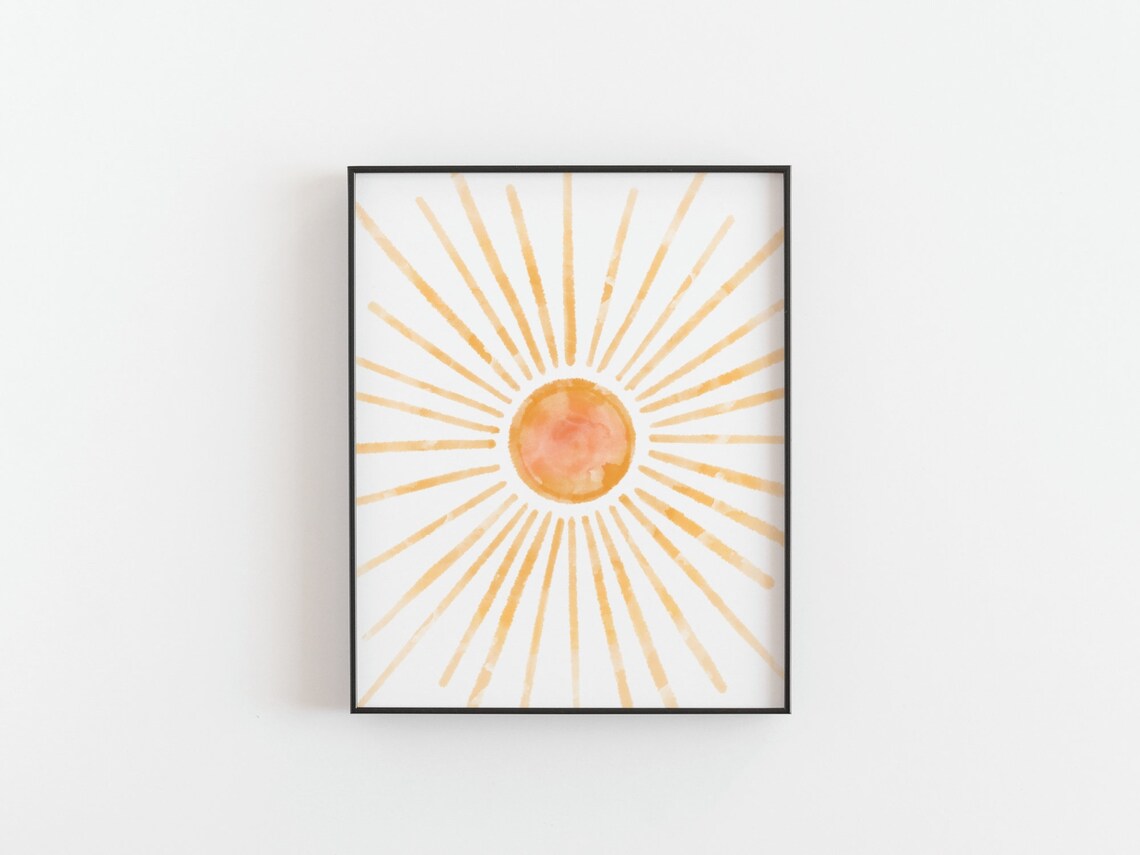 Boho Sun Watercolor Art Print, Minimalist Sunrise - Image 2