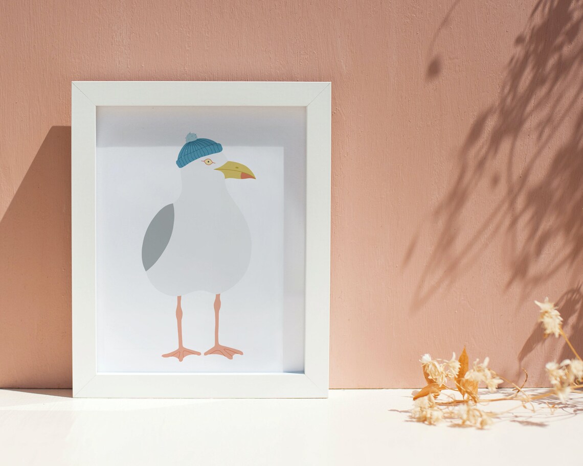 Seagull Print, Cozy Seagull Sailing Poster - Image 2