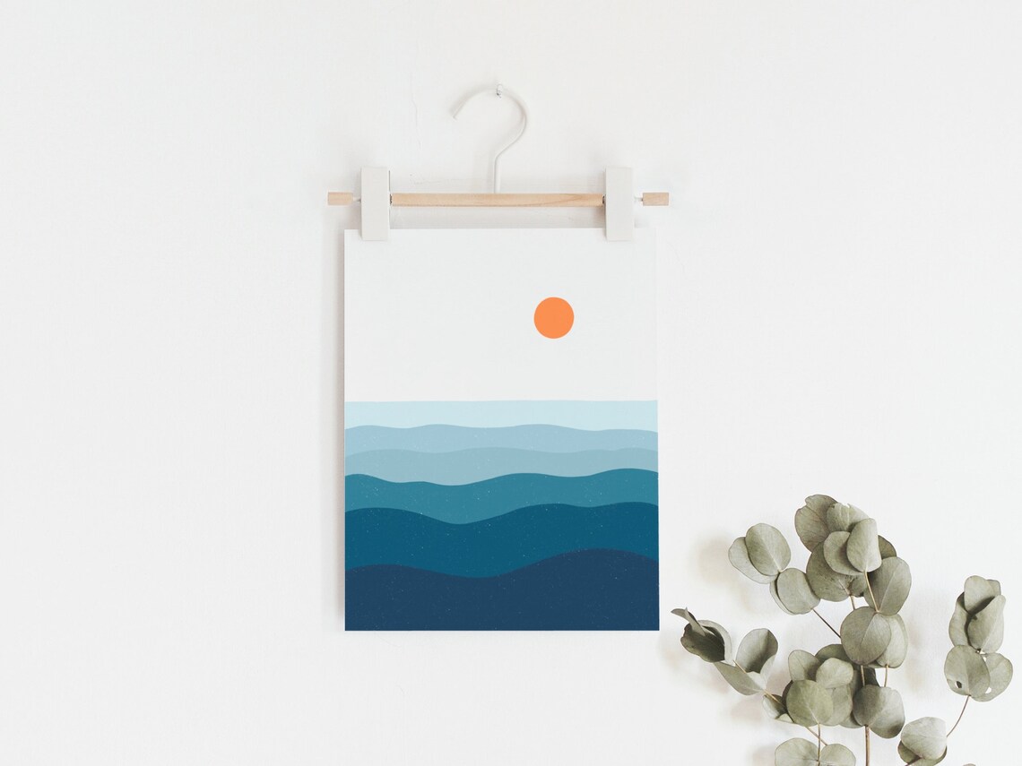 Sunset Ocean Sunset Poster, Minimalist Coastal Art Print - Image 2