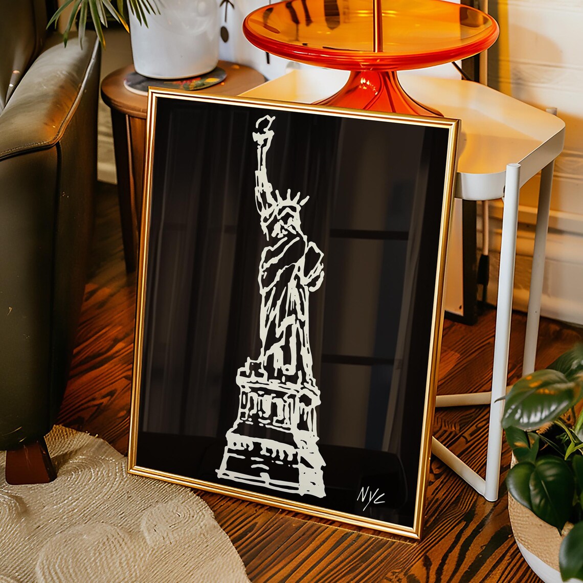 Statue Of Liberty Silhouette, Minimalist Travel Decor