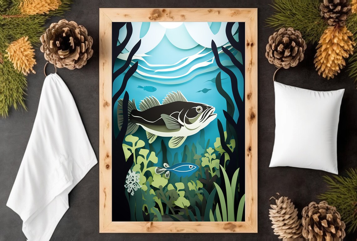 Vintage Walleye Paper Style Print, Northern Minnesota - Image 3