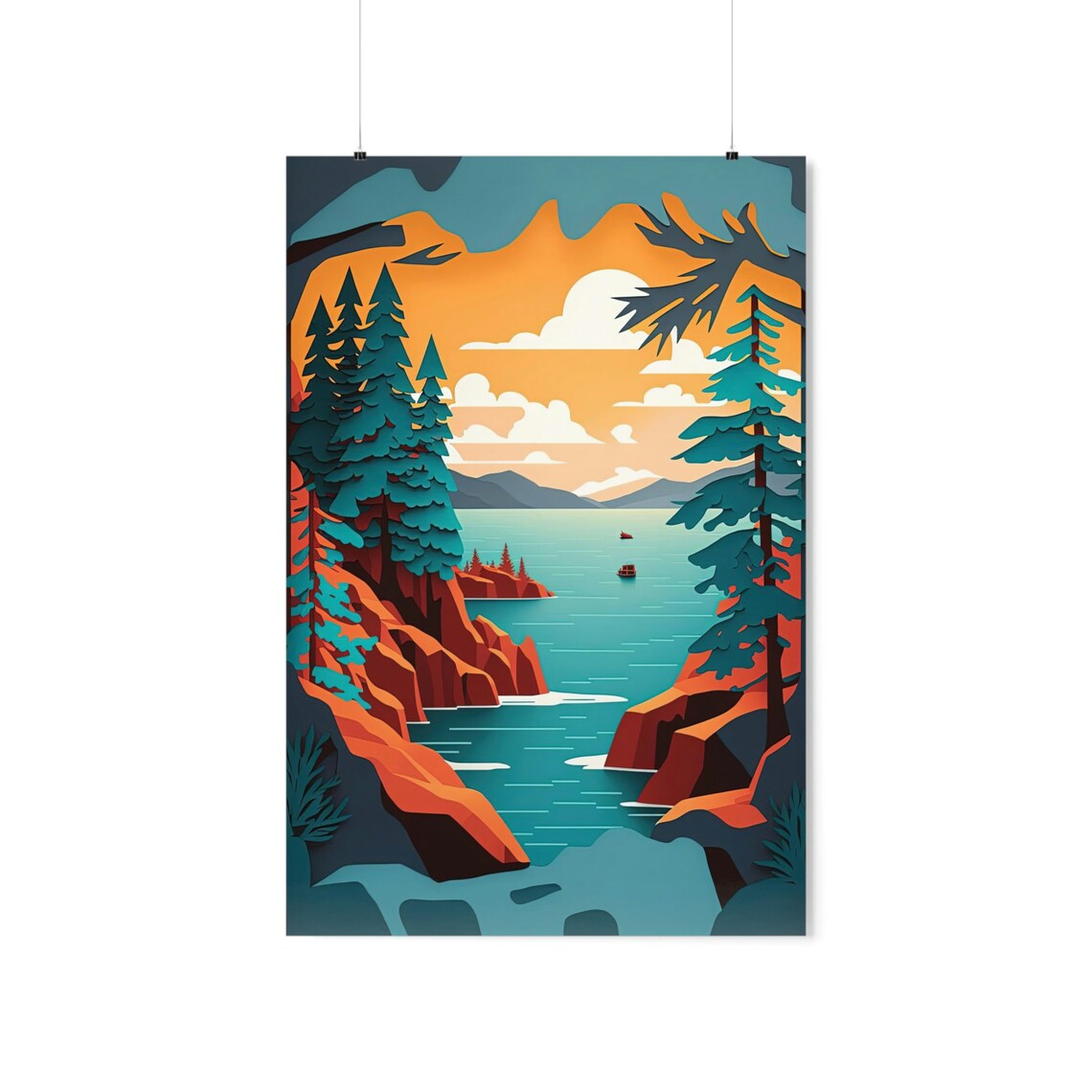 Lake Superior, Minnesota Scenic Travel Poster - Image 3
