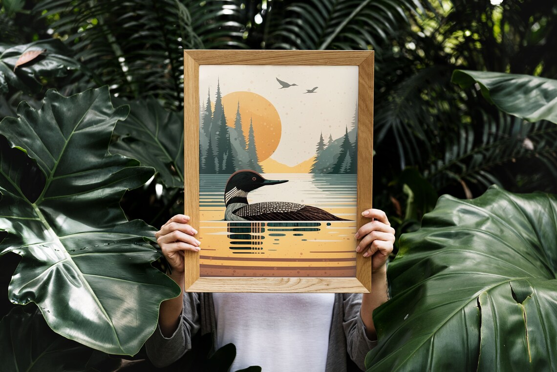 Vintage Loon Print, Minnesota Lake House Art Print - Image 4