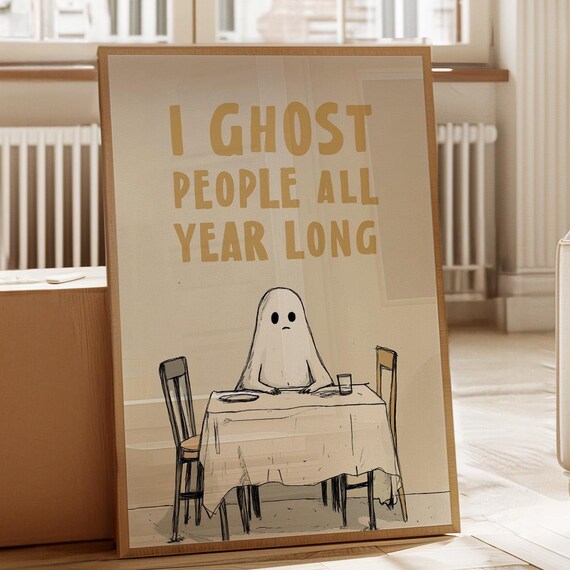 Funny Ghost Wall Art Halloween Ghost Decor Ghost Art Cute Halloween Decor Spooky Funny Wall Art Ghost Print