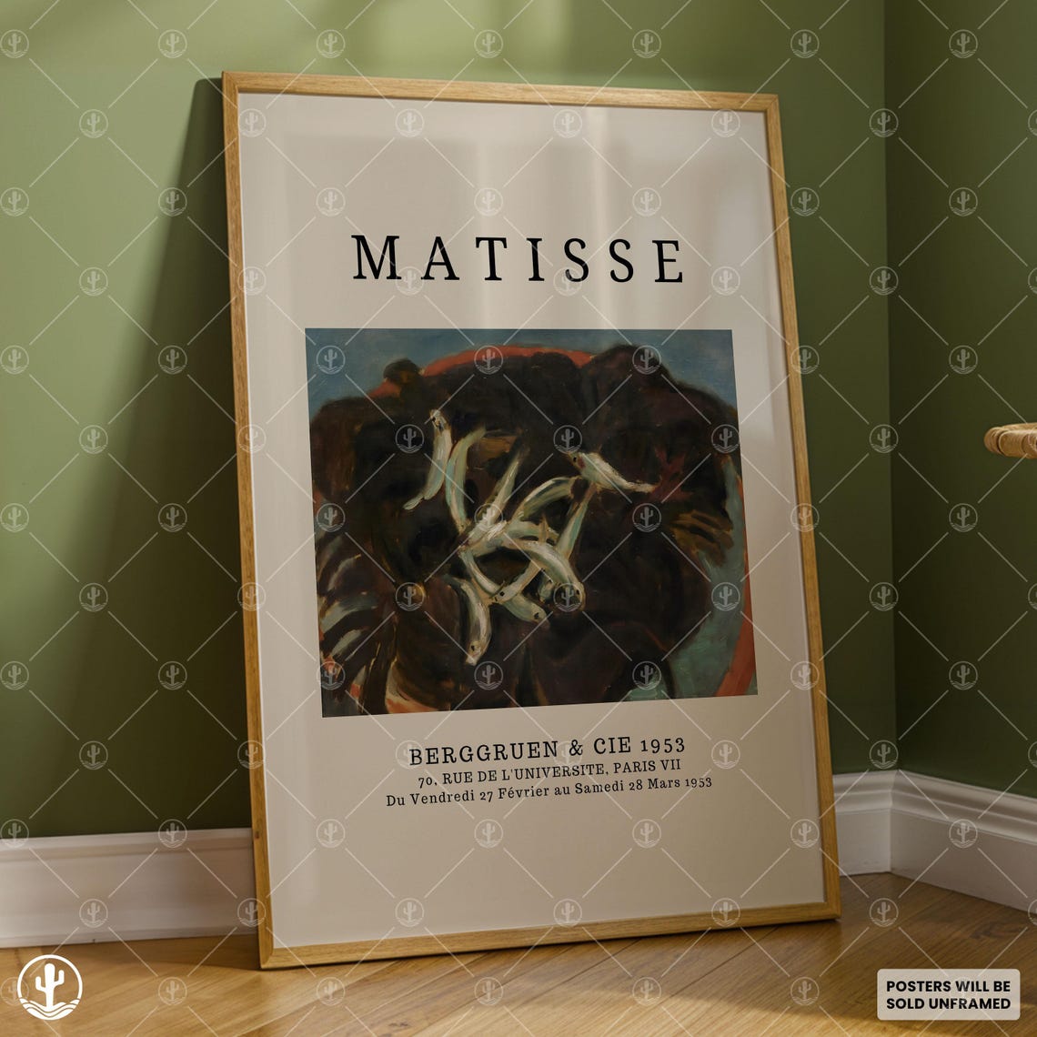 Henri Matisse 1953 Paris Exhibition Dark Floral Still Life Art Poster