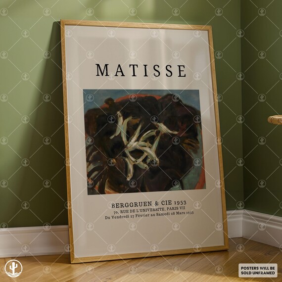 Henri Matisse 1953 Paris Exhibition Dark Floral Still Life Art Poster