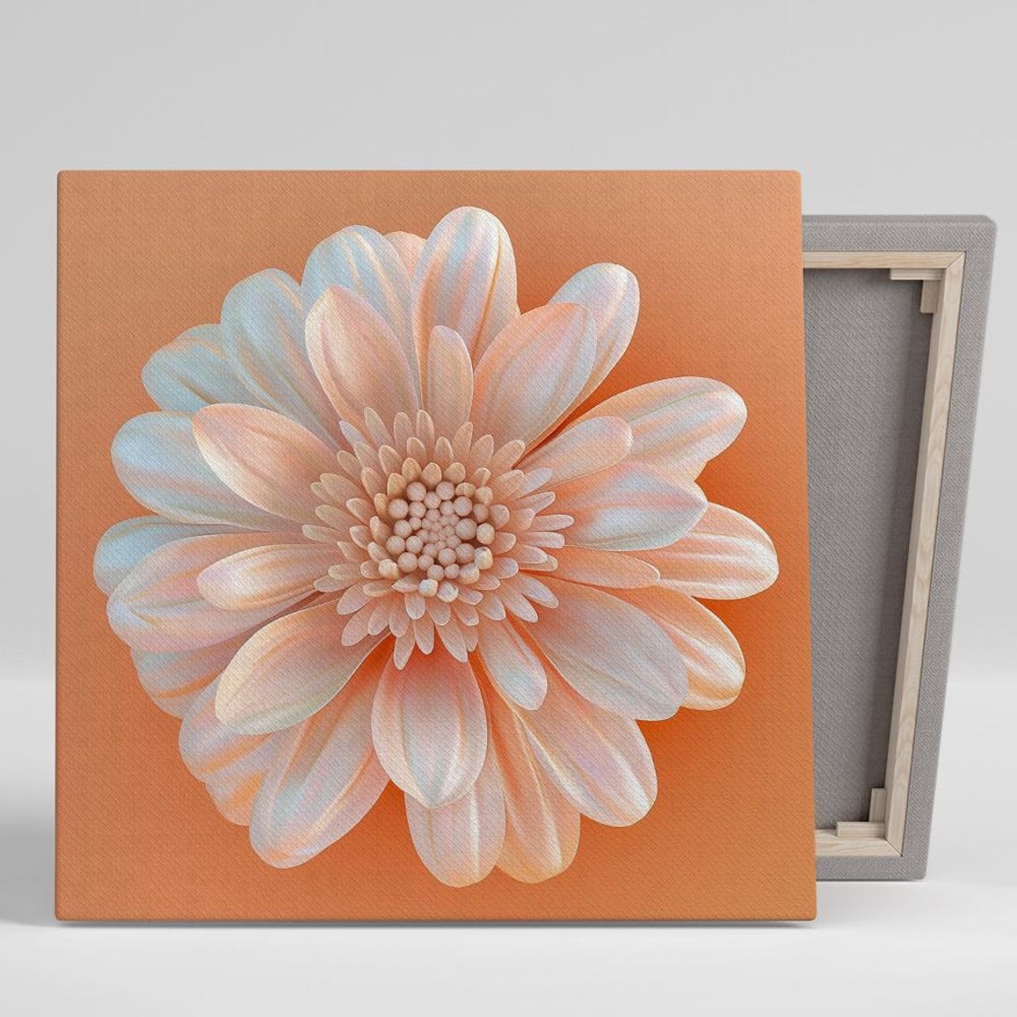 Peach Blush Gerbera Daisy Layered Petals Warm Orange Floral Wall Art