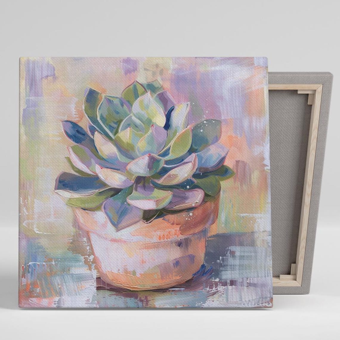 Pastel Succulent Potted Plant Impressionist Botanical Art Poster