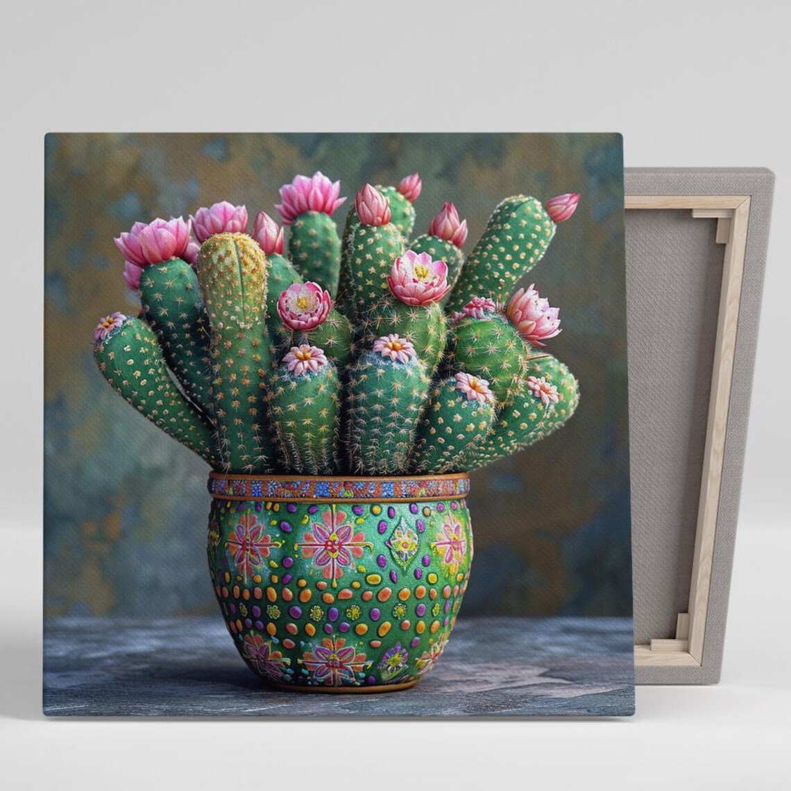 Bohemian Cactus Art Print, Rustic Botanical Decor