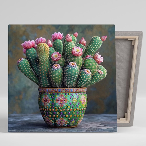 Bohemian Cactus Art Print, Rustic Botanical Decor