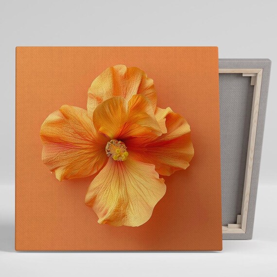 Hibiscus Art Or Poster Floral Tropical Serenity Decor Living Room Bedroom Office Sunroom Wall Art Orange Yellow Coral Design