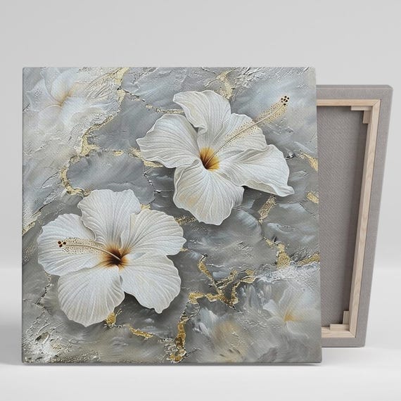 Minimalist Hibiscus Art Print, Floral Home Decor