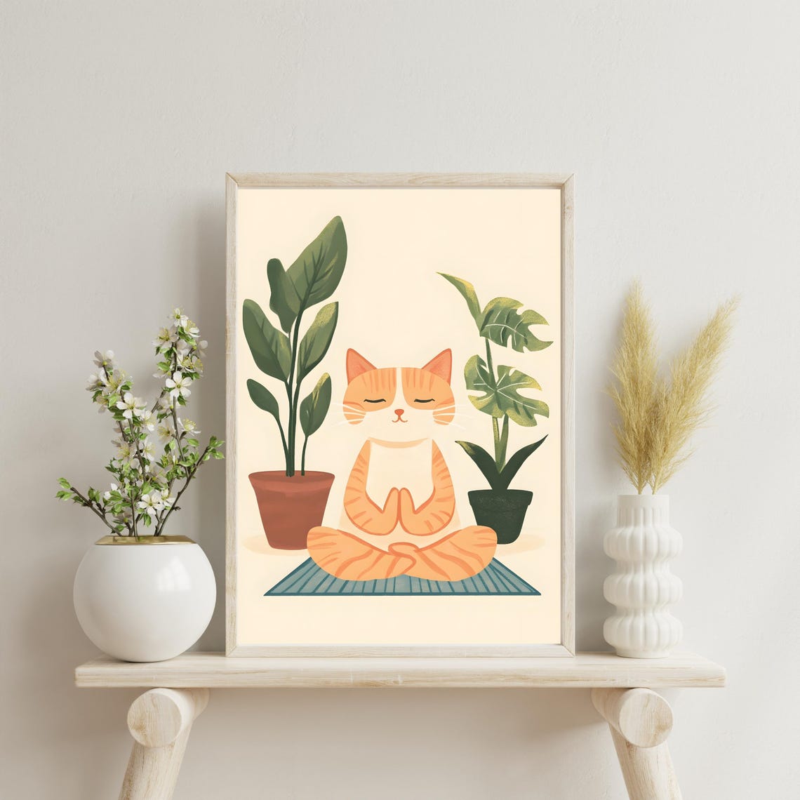 Meditating Orange Tabby Cat in a Lotus Pose on a Yoga Mat Poster - Image 7