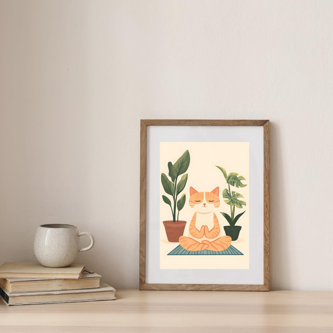Meditating Orange Tabby Cat in a Lotus Pose on a Yoga Mat Poster - Image 2