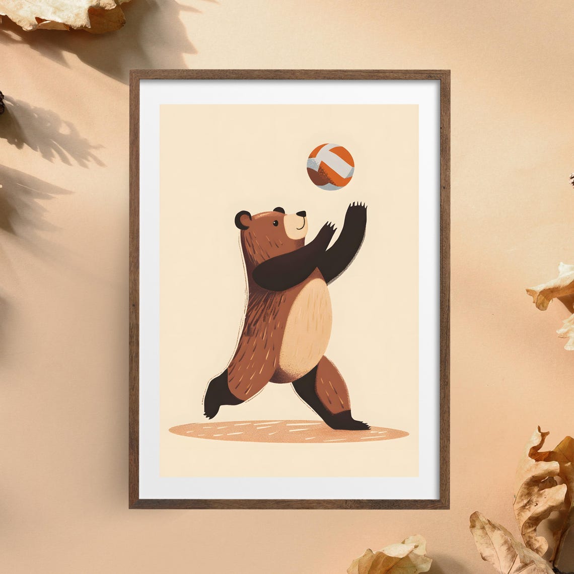 Playful Brown Bear Reaching for a Colorful Beach Ball Poster - Image 5