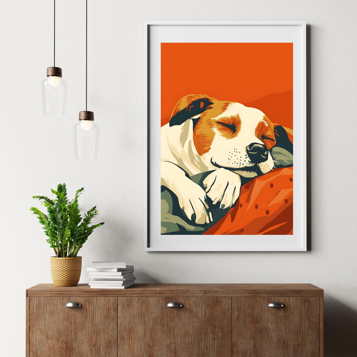 Sleeping Puppy Pop Art Portrait On A Bold Orange Background Print - Image 6