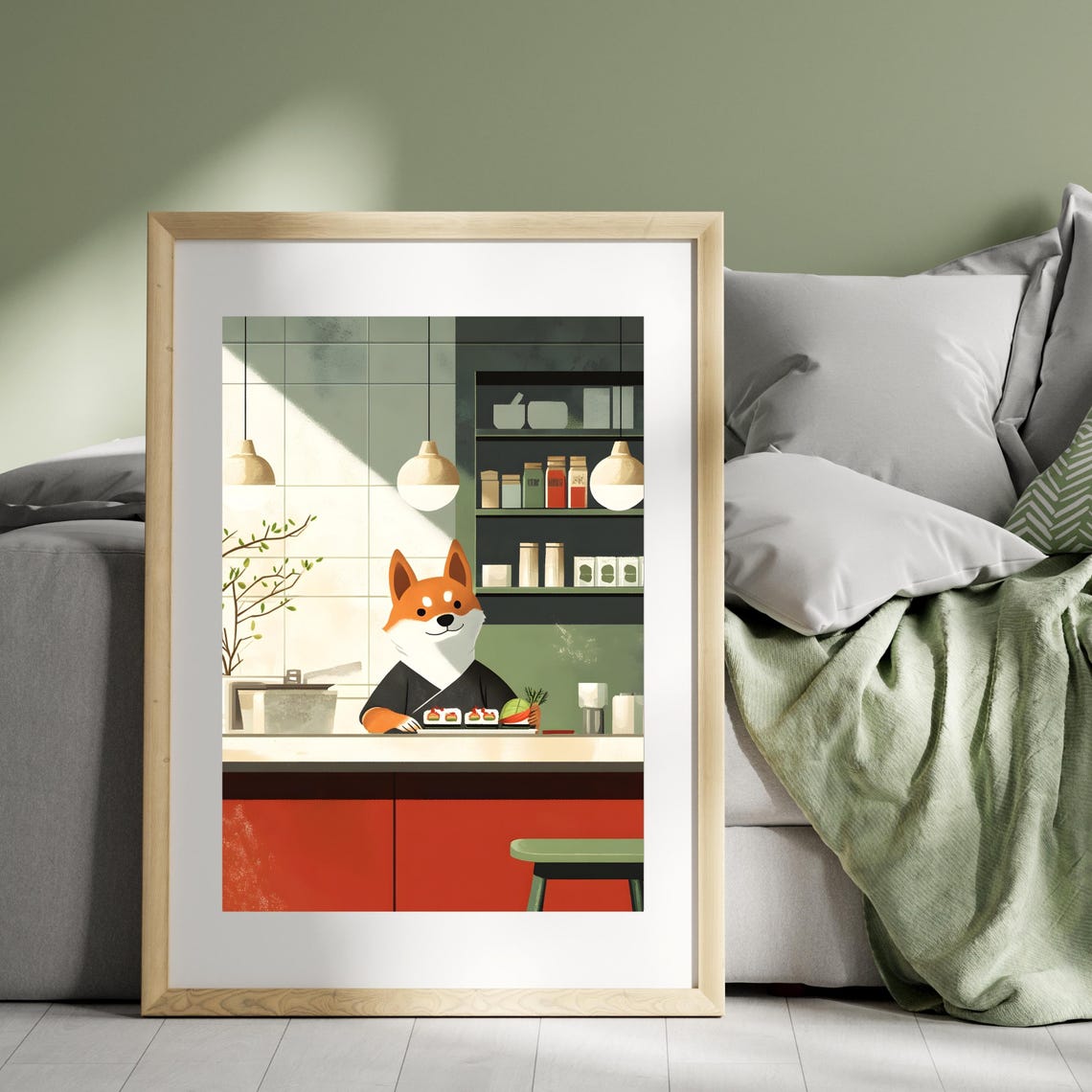 Cute Shiba Inu Sushi Chef Poster Japanese Kitchen Wall Art Adorable Dog Cooking Art Shiba Inu Sushi Art Print Japanese Culinary - Image 6