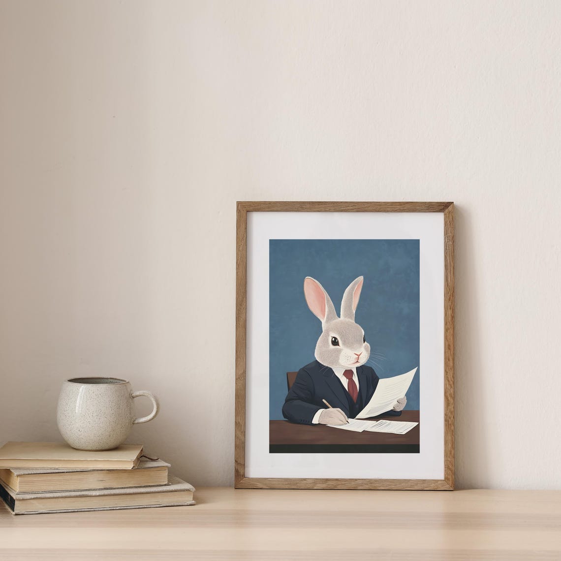 Professional Rabbit Business Suit Signing Documents Office Art Poster - Image 6