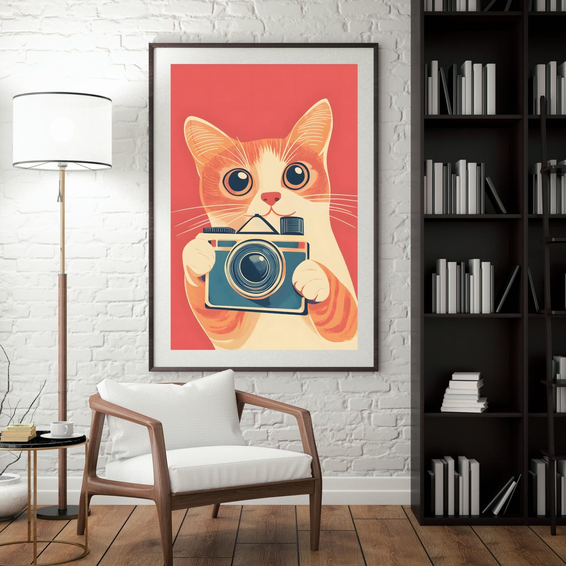 Cat With Retro Camera Orange Tabby Cute Funny Animal Nursery Poster - Image 3