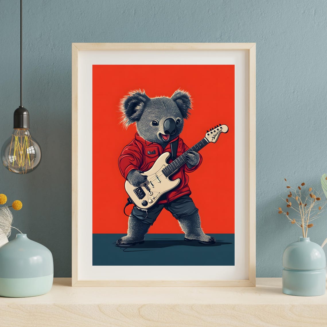 Rocking Koala Playing an Electric Guitar on a Red Stage Poster - Image 5