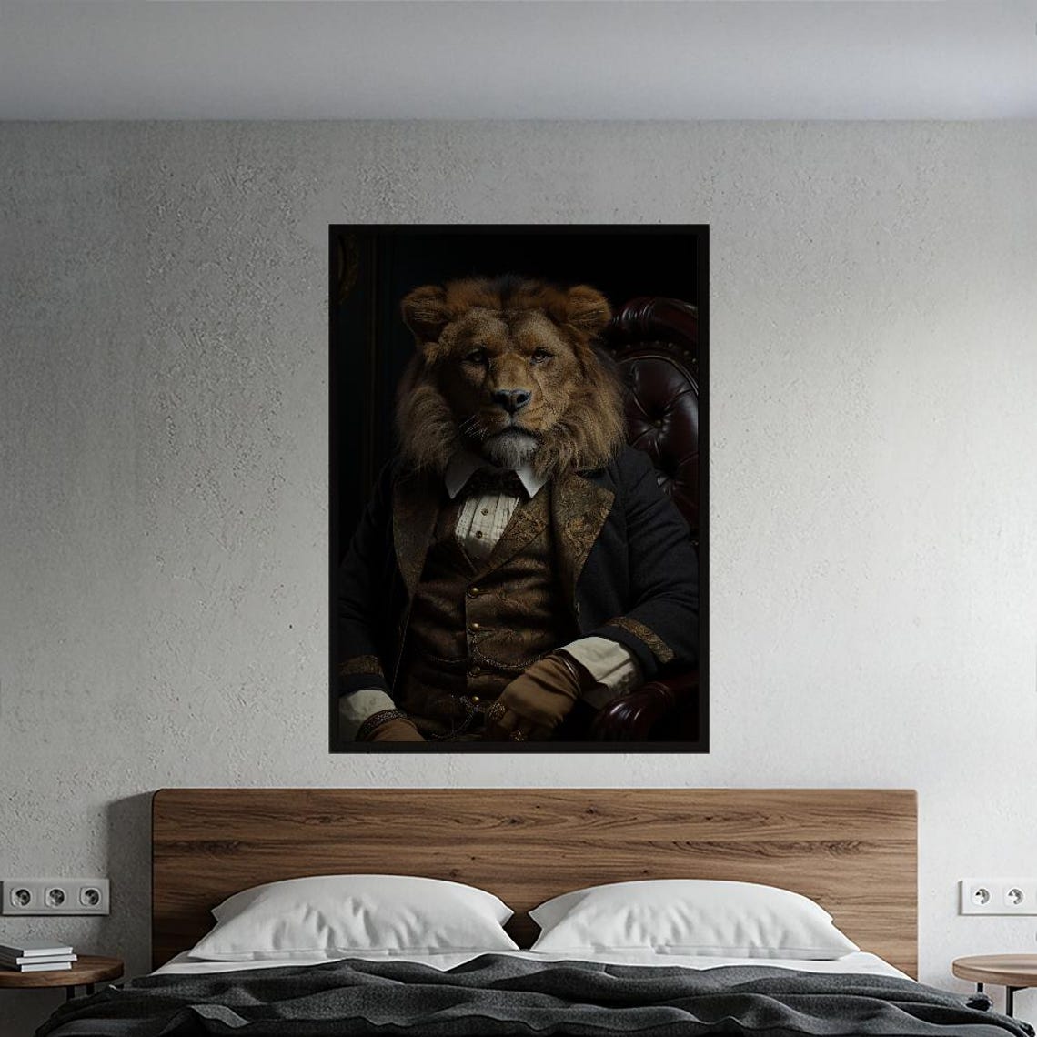 Regal Lion Gentleman Victorian Suit Dark Academia Portrait Poster