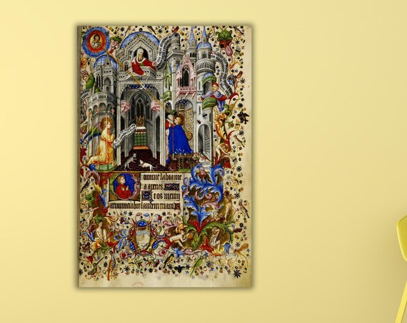 Medieval Book of Hours Annunciation Illuminated Manuscript Art Poster