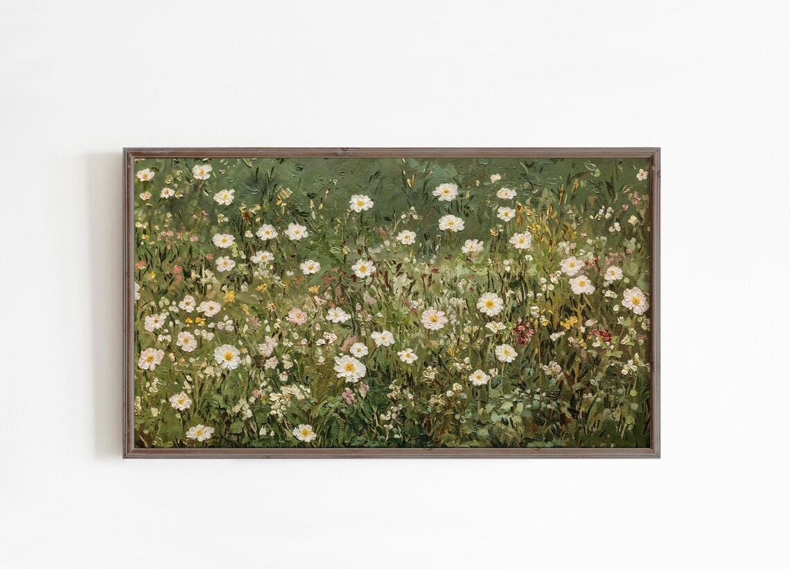 Spring Wildflowers Garden Green Vintage Art Print - Image 4