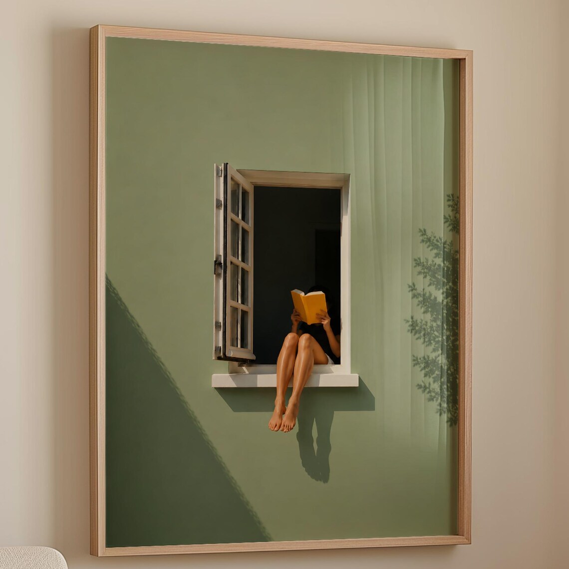 Minimalist Reading Window, Book Lover Gift Art Print