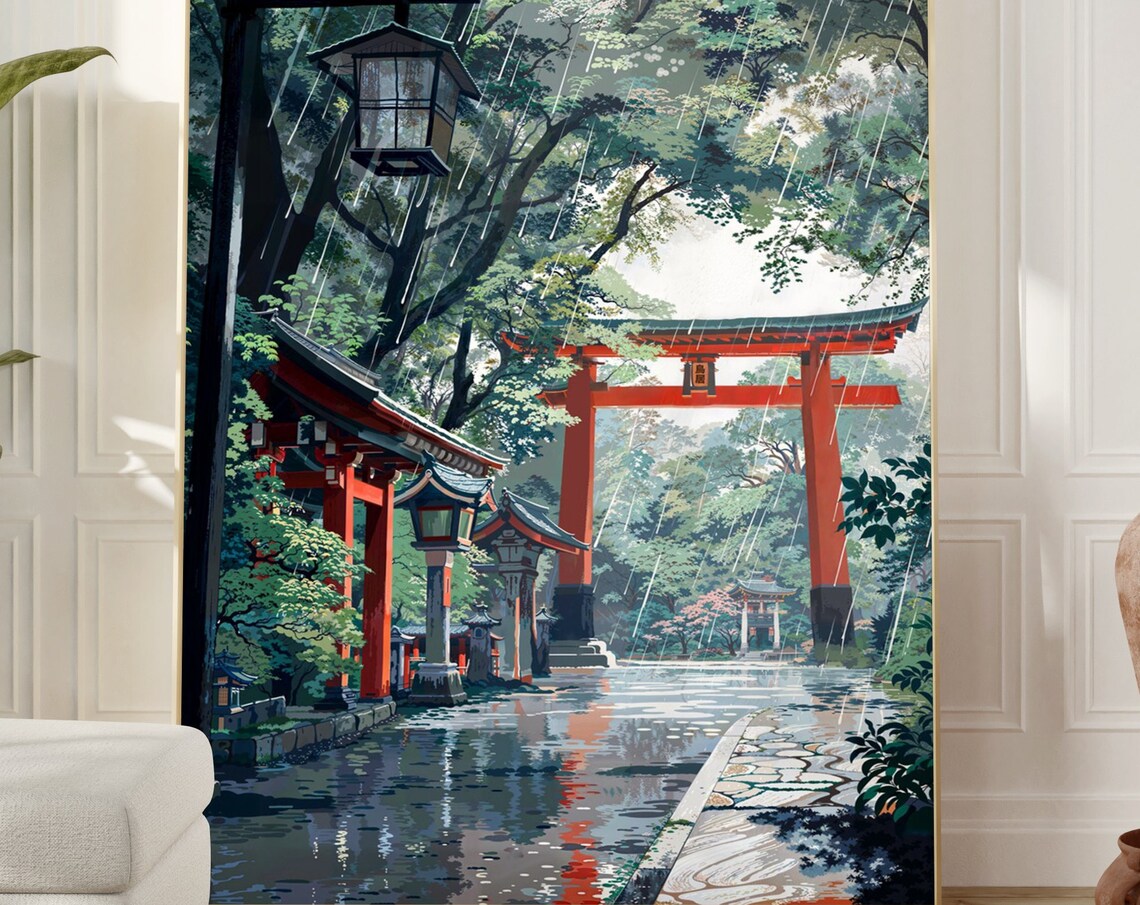 Lofi Anime Japanese Shrine Art Print - Image 2