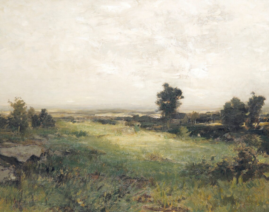 Vintage Meadow Landscape, French Country Art Print - Image 3