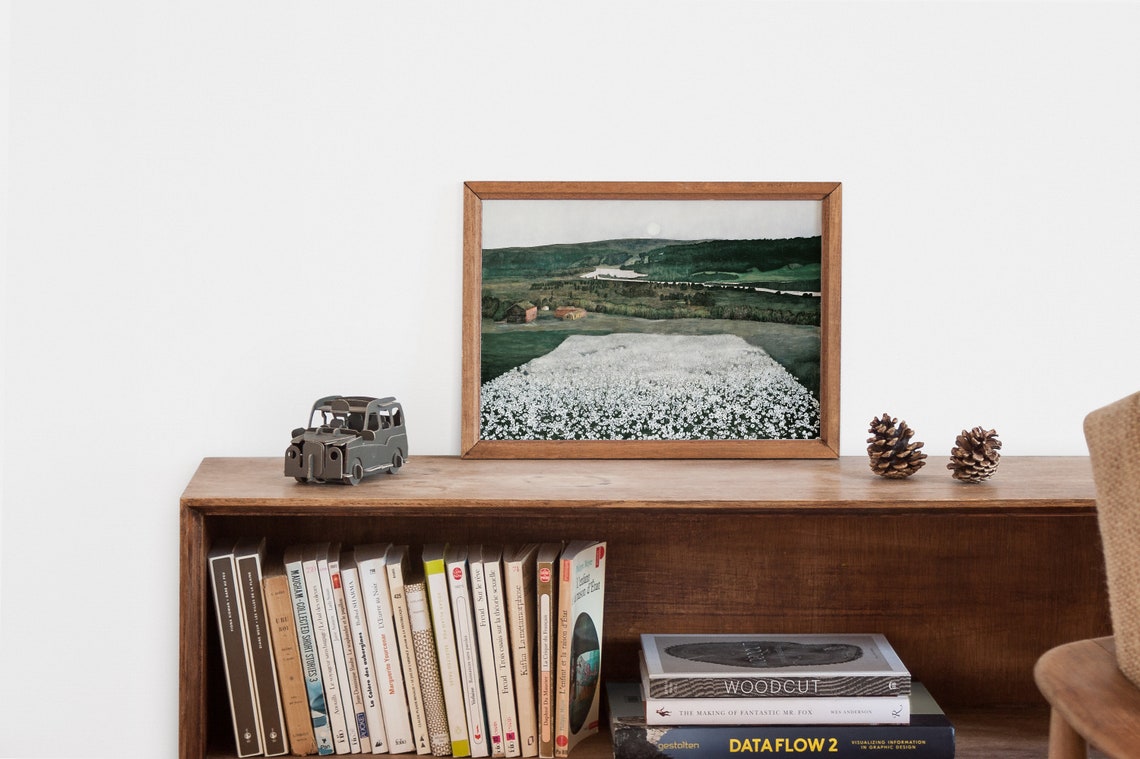 Vintage Landscape Art Print Rustic Country Painting Antique Oil Painting Flower Meadow Prints Country Landscape Wall Art - Image 2