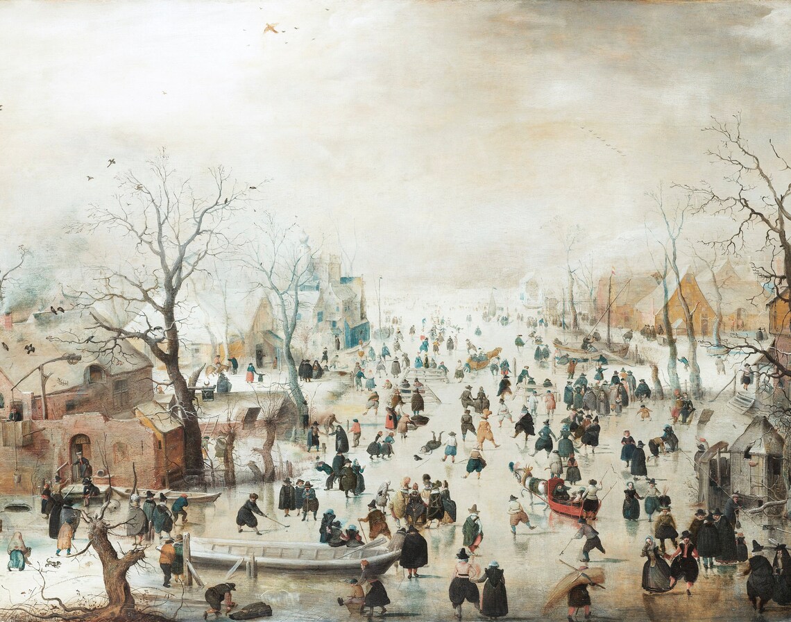 Christmas Village Vintage Winter Landscape Art Print - Image 3