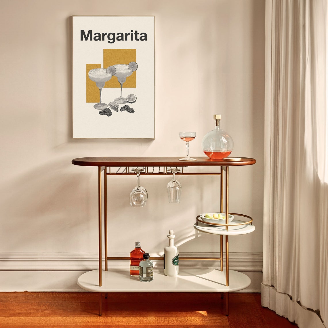 Margarita Cocktail Two Glasses Lime Art Deco Bar Decor Poster - Image 3
