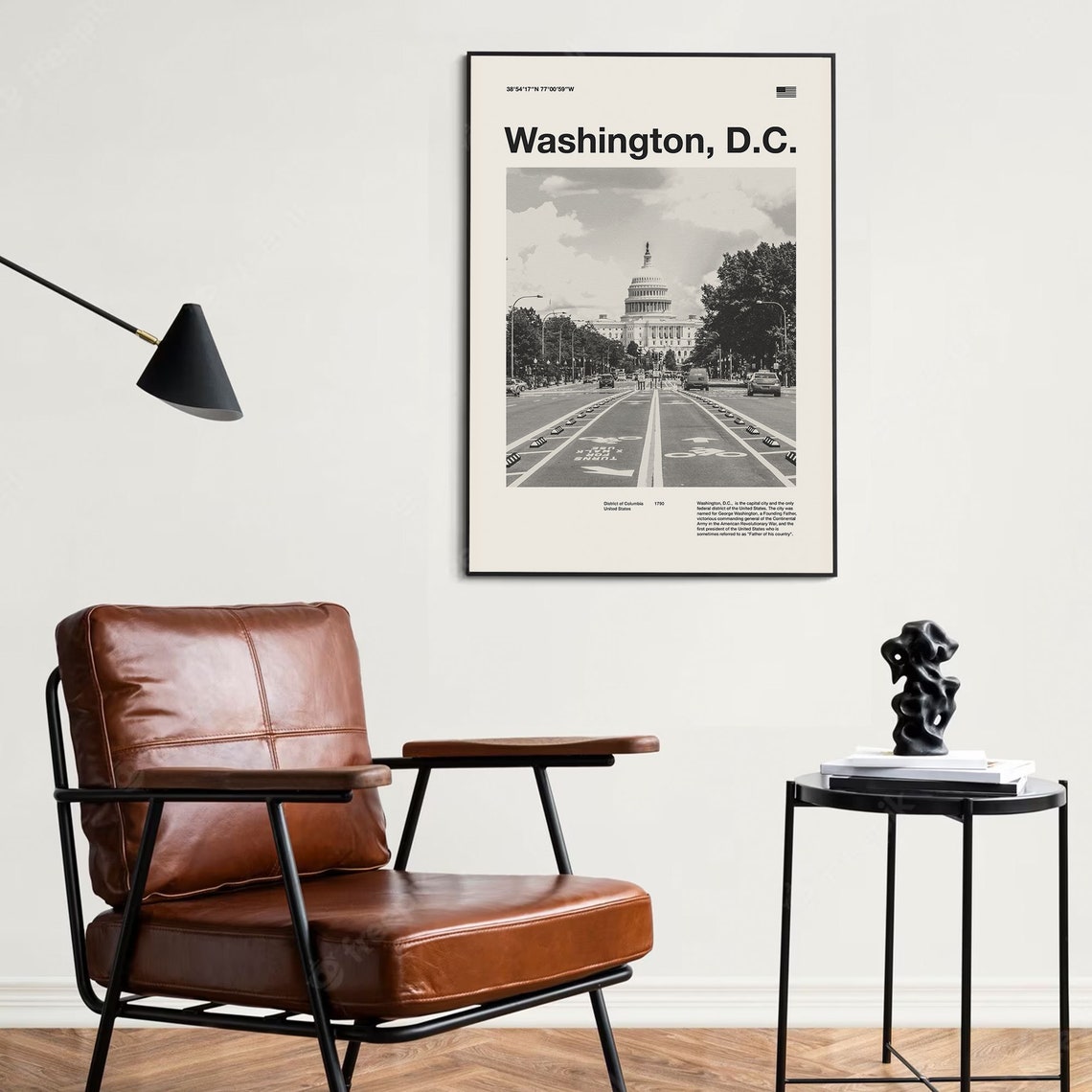 Washington D.C. U.S. Capitol Black and White Photography Poster - Image 2