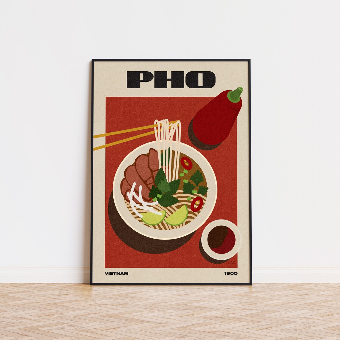 Pho Minimalist Mid-Century Modern Kitchen Art Print