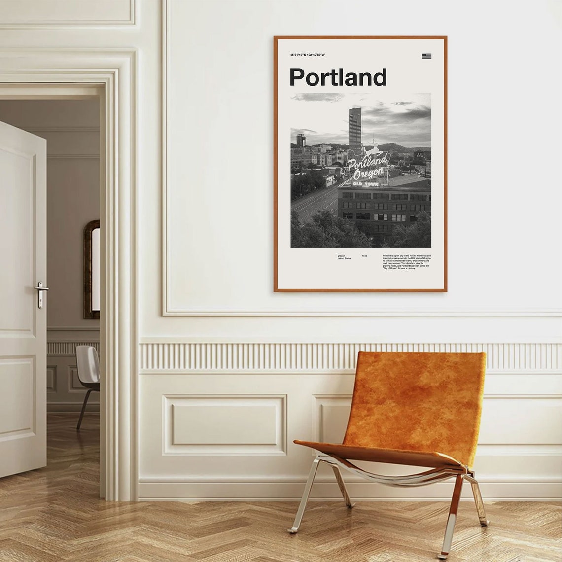 Portland Art Print Portland Poster Portland Wall Art Mid Century Poster Travel Print Art Oregon - Image 4