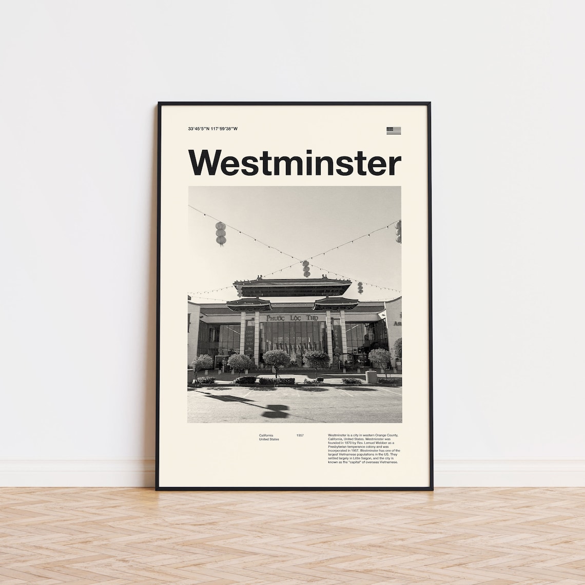 Westminster California Black and White Little Saigon City Photo Poster
