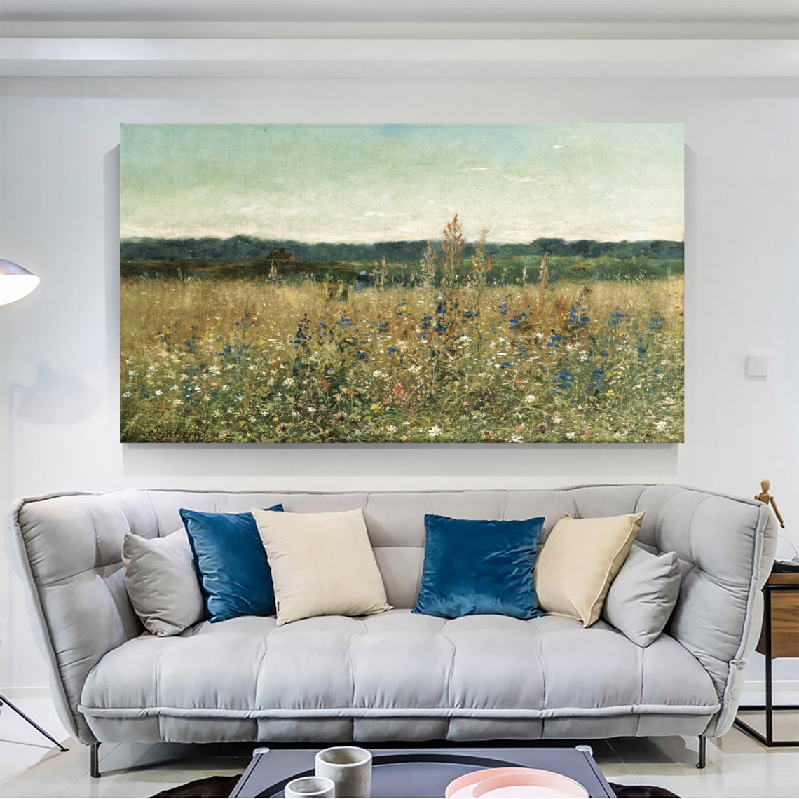 Wildflower Meadow Cornflowers Vintage Landscape Painting Art Poster - Image 2